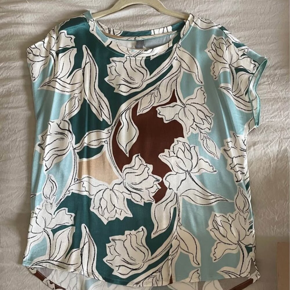 Blue mix print blouse by Culture Copenhagen Roomy Size 8